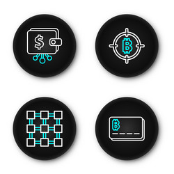 set line credit card with bitcoin blockchain vector image