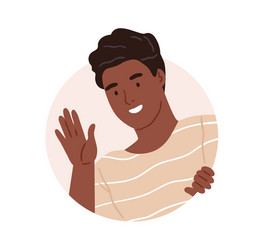 Smiling Man Peeking from Behind a Circle vector image