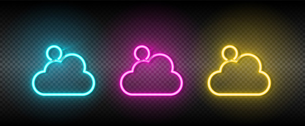 Sun blue pink and yellow neon icon set vector