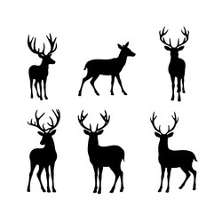 antelope set silhouette Vector Image
