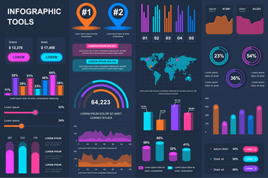 Ui interface graphs charts infographic elements Vector Image