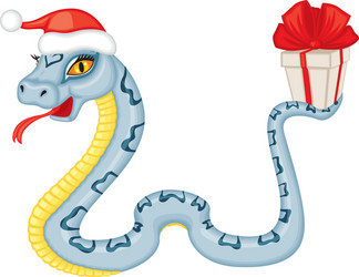 Cartoon serpent gives a gift vector