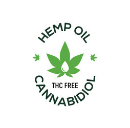 cbd hemp oil logo thc free medical cannabis vector