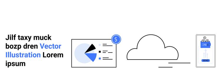 cloud computing with data analysis and mobile vector image