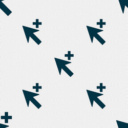 cursor arrow plus add icon sign seamless abstract vector image