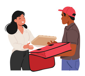 efficient courier service delivering food packages vector