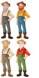 old farmer cartoon character with beard and hat vector