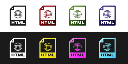 set html file document icon download button vector image