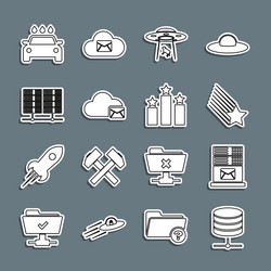 set line server data web hosting mail vector image