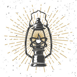 vintage kerosene lamp with light lines design vector