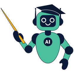 ai robot in a graduation cap with pointer his vector image