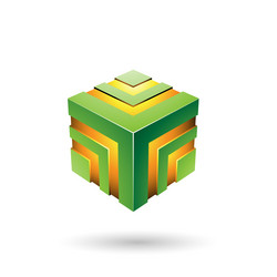 Beige bold striped cube Royalty Free Vector Image