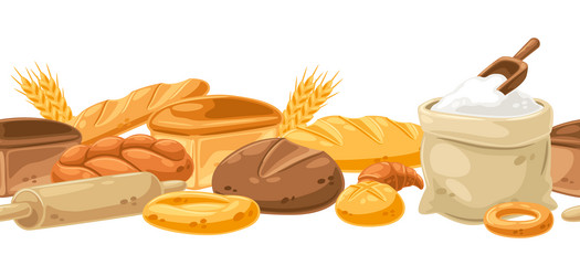 seamless pattern with bread all for baking image vector image