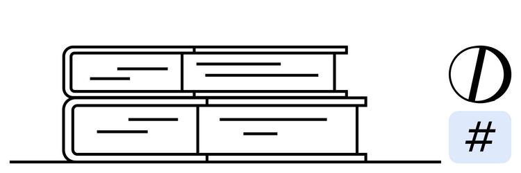 stack of books with circle and hash symbols vector image