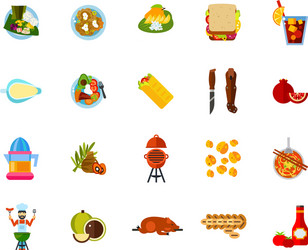 Traditional food icon set Royalty Free Vector Image