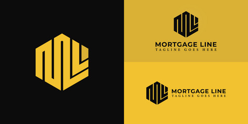 abstract initial hexagon letter ml or lm logo vector image