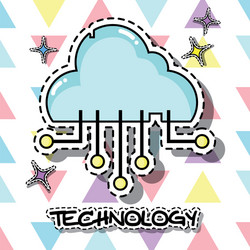 cloud data technology patch design vector image