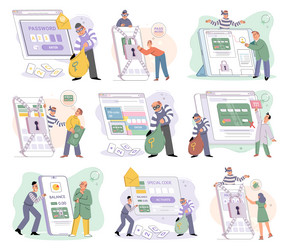 concept of hacker attack fraud investigation vector image