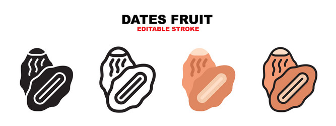 Dates fruit icon set with different styles vector