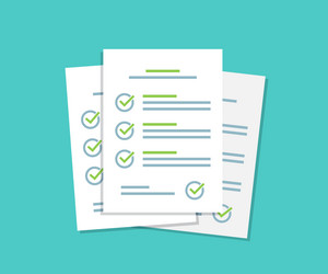 document checklist paper sheets pile with tick vector