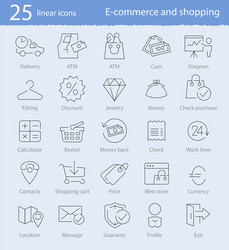 e-commerce shopping and web store thin line icons vector