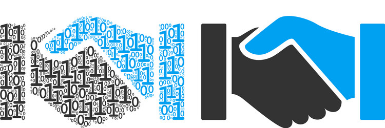 handshake mosaic of binary digits vector image