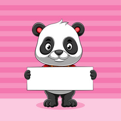 panda holding a blank white board vector