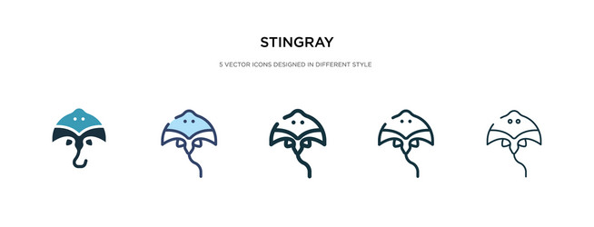 stingray icon in different style two colored vector image