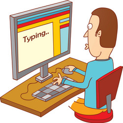 typing on computer vector