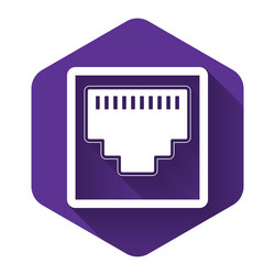 white network port - cable socket icon isolated vector image