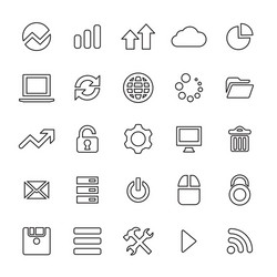 25 outline universal big data database icons vector