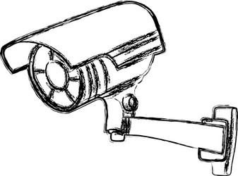 black and white surveillance camera vector