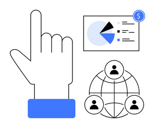hand gesture with business analytics and global vector image