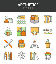 modern thin line flat design of icons set vector image