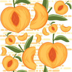 seamless pattern of peach halved and sliced vector image