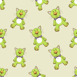 seamless pattern with green cat vector image