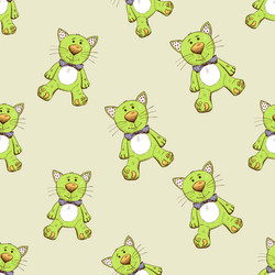 Seamless pattern with green cat vector