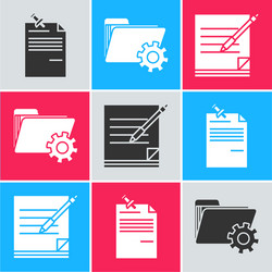 set note paper with pinned pushbutton folder vector image