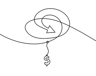 abstract continuous lines arrows and dollar vector image