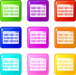 binary code icons 9 set vector image