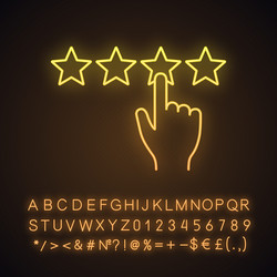 Customer feedback and rating neon light icon vector