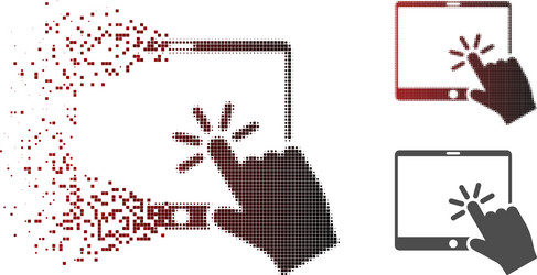 decomposed pixel halftone click mobile tablet icon vector image