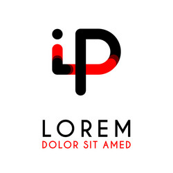 initial letter ip with red black and has rounded vector image