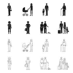 isolated object character and avatar icon set vector image