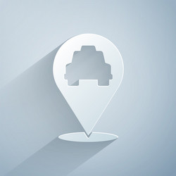 paper cut map pointer with taxi icon isolated vector image