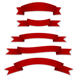 Red glossy ribbon banners set ribbons Royalty Free Vector