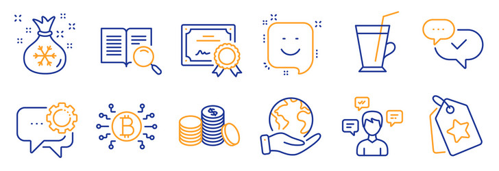 set business icons such as bitcoin system vector image