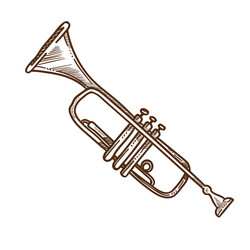 Trumpet Sketch - Musical Instrument Vector Image