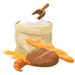 Background with bread and all for baking image vector