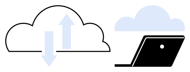 cloud computing and data transfer laptop vector image